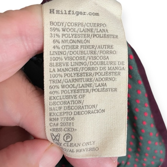 Hh_Hhh Hilfiger women’s wool blend burgundy notch collar long sleeve blazer L - Picture 6 of 6